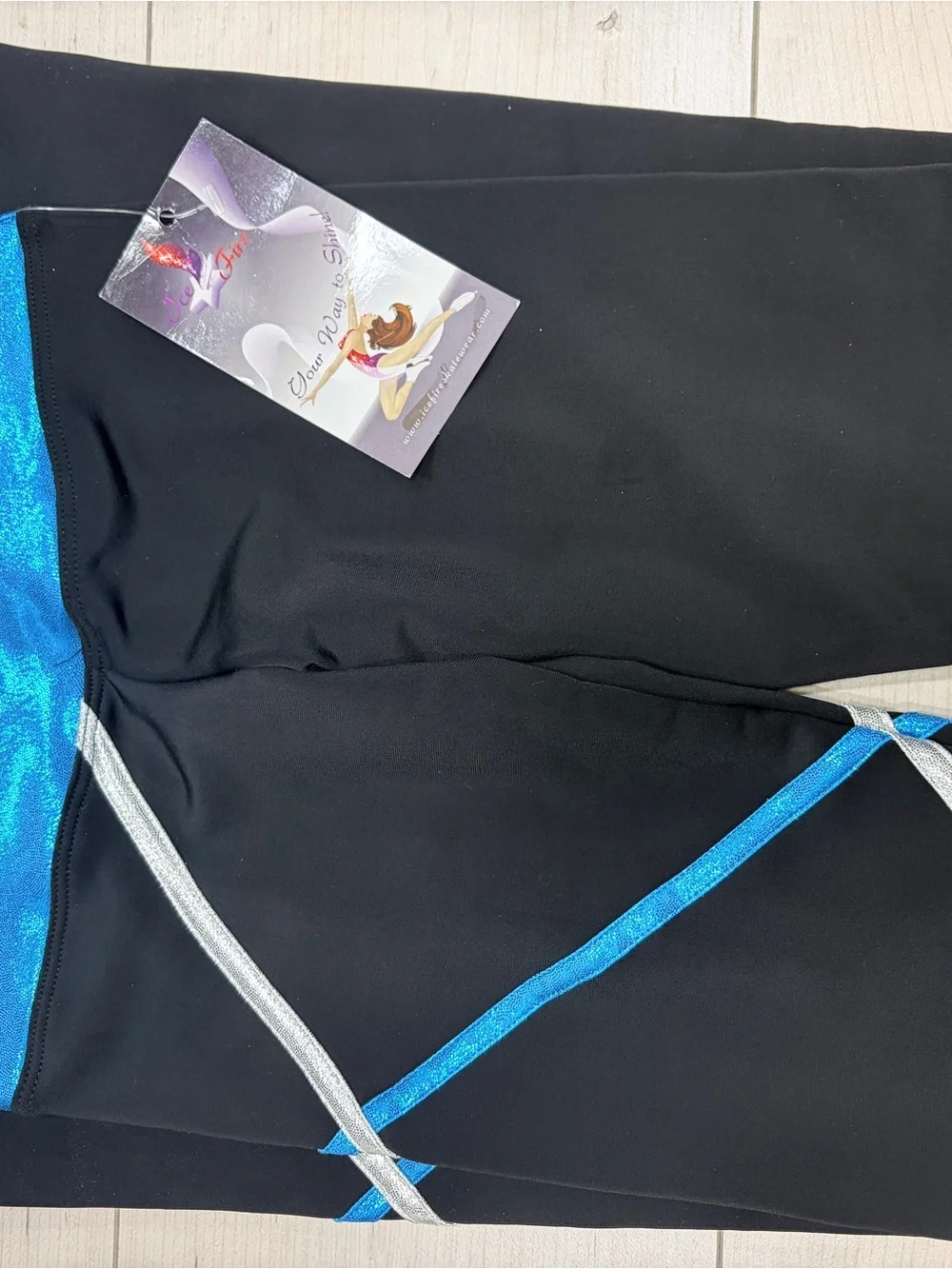 Girls Black and Blue Two-Piece Costume Set with Zip Jacket for  IceSkating